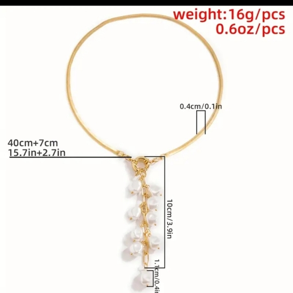 Gold Pearl Drop Necklace - Picture 2 of 3